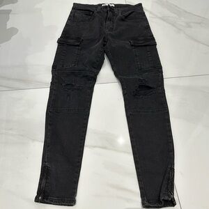 Zara distressed cargo jeans